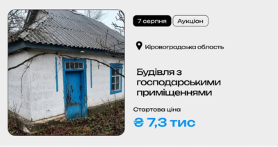 Будівля з господарськими приміщеннями у Кіровоградській області на приватизаційному аукціоні